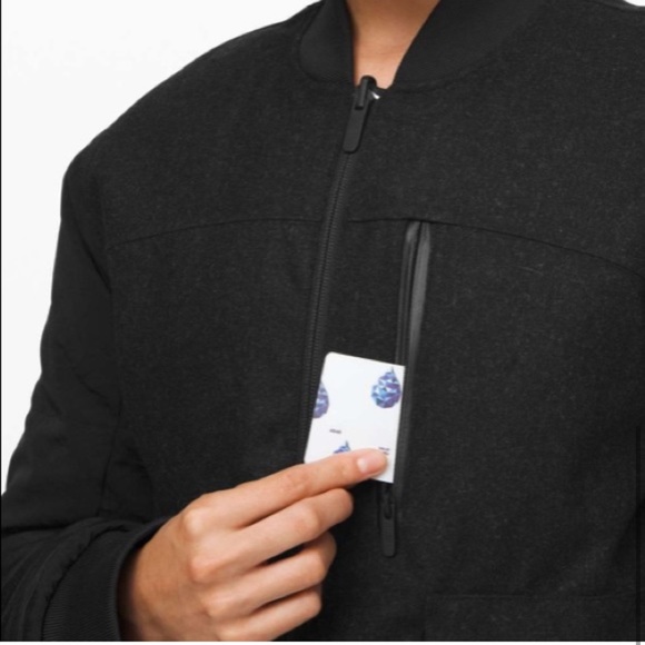 Lululemon Roam Far Wool Bomber Black / Heathered Black Size 4 - Picture 6 of 6